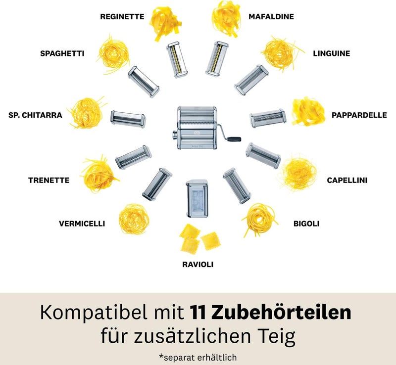 Marcato Atlas 150 Manual Pasta Maker Machine - Silver - Image 5