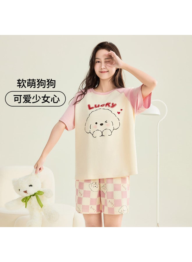 Fenton lightweight Summer Round Neck Short Sleeve Pajama Set With Shorts For Women Homewear - Image 3