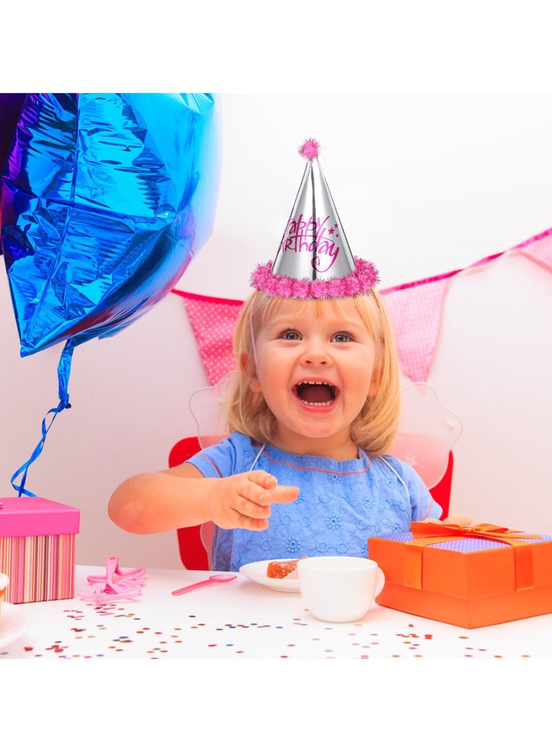 SYOSI 8pcs Birthday Party Cone Hats with Pom Pom Ball - Kids Happy Birthday Caps for Circus Themed Party and Costume Props - Image 4