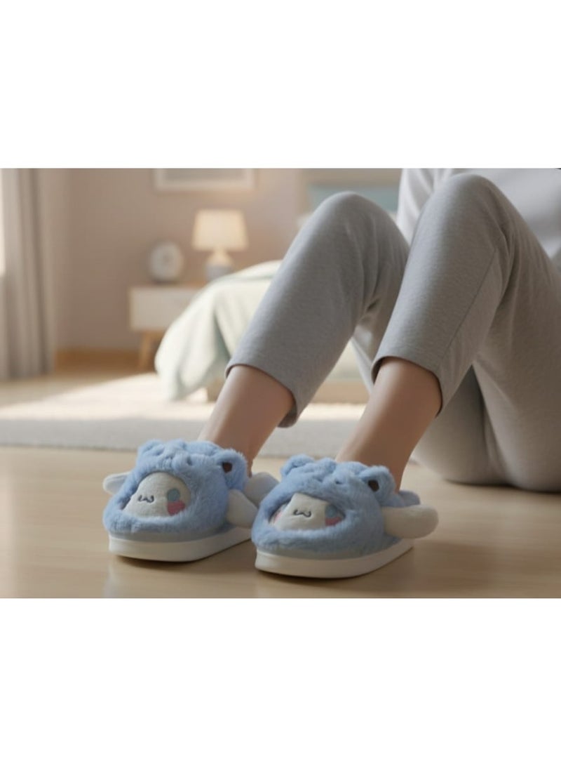 Cute Faux Fur Slippers for Girls – Comfortable, Warm, and Safe for Home Use - Size 34-35 - Image 1