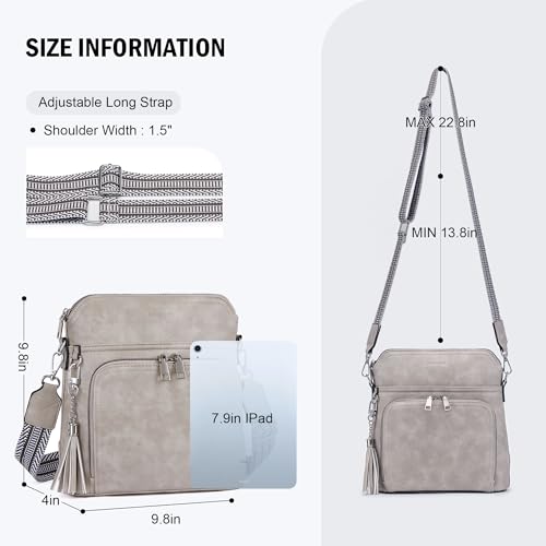 Roulens Crossbody Purse for Women Vegan Leather Medium Crossbody Wallet Bag for Travel Women Shoulder Handbags with Tassel - Image 4