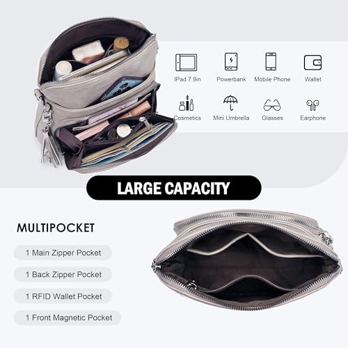 Roulens Crossbody Purse for Women Vegan Leather Medium Crossbody Wallet Bag for Travel Women Shoulder Handbags with Tassel - Image 5