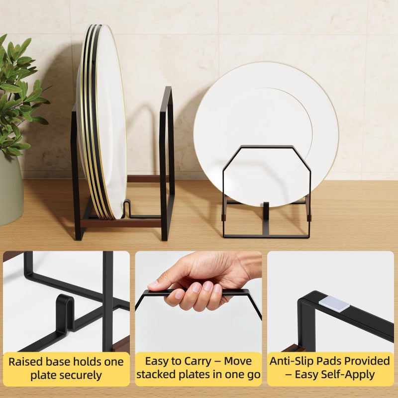 TIPSYTREE 4 Pack Plate Organizer for Cabinet, Arched Metal Dish Holder Rack, Plate Rack Organizer for Cupboard, Space Saver Dish Storage Rack, Holds 6â€“12 Inch Plates, 2 Large 2 Small, Black - Image 4
