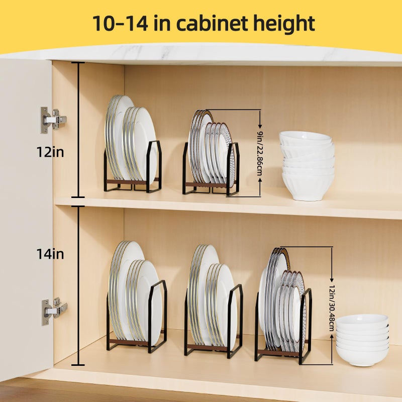 TIPSYTREE 4 Pack Plate Organizer for Cabinet, Arched Metal Dish Holder Rack, Plate Rack Organizer for Cupboard, Space Saver Dish Storage Rack, Holds 6â€“12 Inch Plates, 2 Large 2 Small, Black - Image 5
