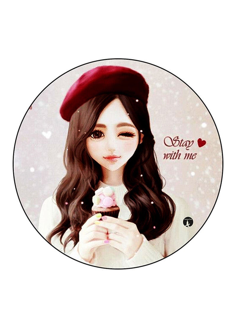 A Girl Printed Mouse Pad Multicolour