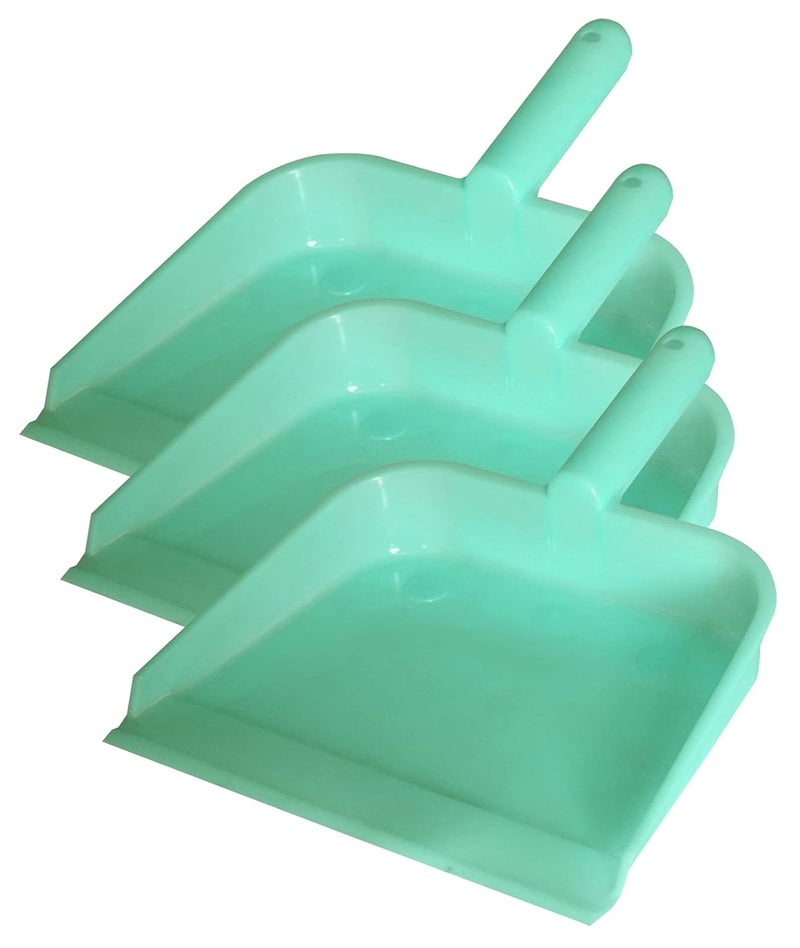 Kuber Industries Round 10 Plastic Dustpan Pack of 3 Green - Image 1
