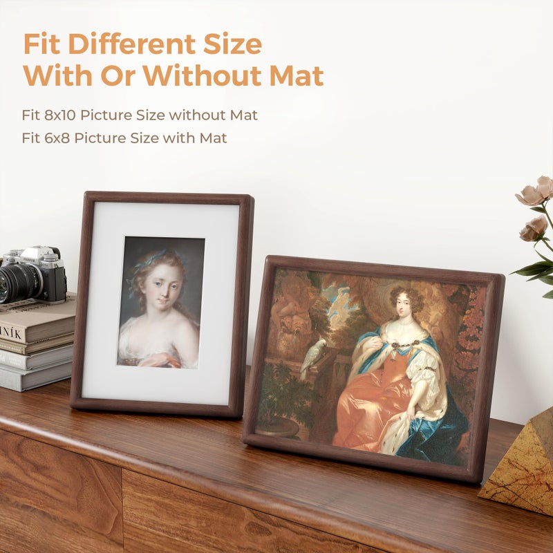 Axeman 8 x 10 Walnut Frame - Rounded Corner 8x10 Picture Frame Matted to 5x7 - Walnut Wood 8 by 10 Photo Frame with Tempered Glass for Tabletop or Wall Mount Display - Image 5