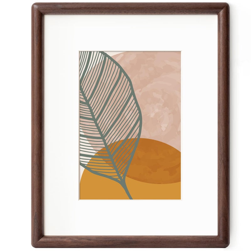 Axeman 8 x 10 Walnut Frame - Rounded Corner 8x10 Picture Frame Matted to 5x7 - Walnut Wood 8 by 10 Photo Frame with Tempered Glass for Tabletop or Wall Mount Display - Image 1