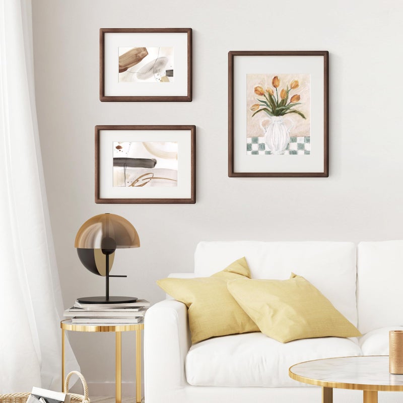 Axeman 8 x 10 Walnut Frame - Rounded Corner 8x10 Picture Frame Matted to 5x7 - Walnut Wood 8 by 10 Photo Frame with Tempered Glass for Tabletop or Wall Mount Display - Image 2