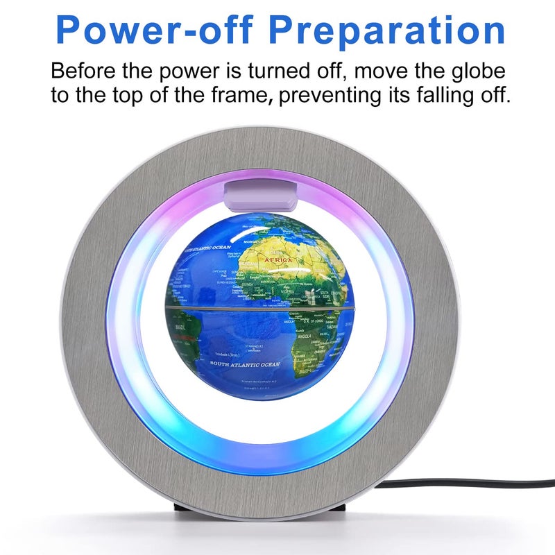 Flagest Magnetic Levitation Floating Globe - Levitating O Shape Globe with LED Lights for Education Home Office Desk Decor - Birthday Holiday Party Gift (4Inchesï¼‰ - Image 3