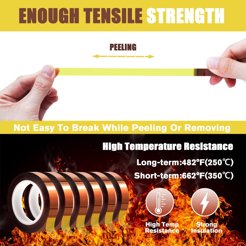 MEBMIK 6 Rolls 10mm x16m(52FT) Heat Tape High Temperature Heat Resistant Tape Heat Transfer Tape for Heat Sublimation Press Vinyl,No Residue - Image 5