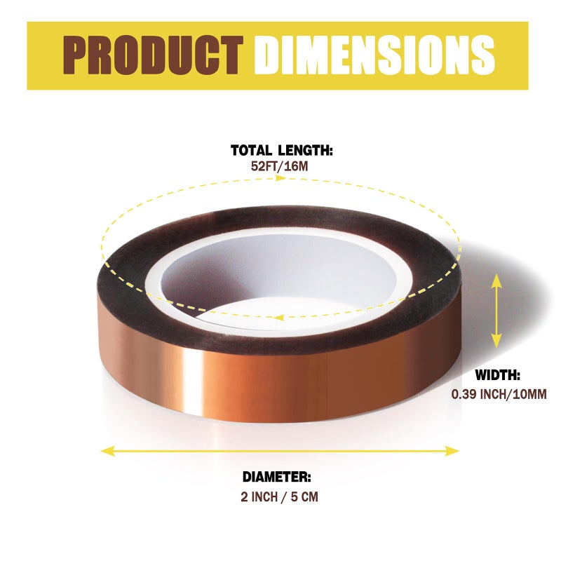 MEBMIK 6 Rolls 10mm x16m(52FT) Heat Tape High Temperature Heat Resistant Tape Heat Transfer Tape for Heat Sublimation Press Vinyl,No Residue - Image 2