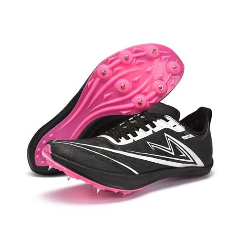 Sonic Cat Track and Field Shoes Men Women Kids Spikes Sneakers FullLength Carbon Plate Track Race Jumping Sneakers Girls Professional Running Tarck Spikes Shoes Boys black Adult Men 10 Numeric US Footwear Size System Medium - Image 1