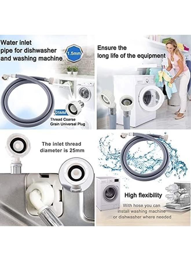 Universal 6 Point Extension Hose Explosion Proof 90 Degree Bendable Washing Machine Pipe Hose Flexible Cold Water Sink Extension Hose With 3 4 Inch Connector Gray 150Cm 1.5M  - Image 3