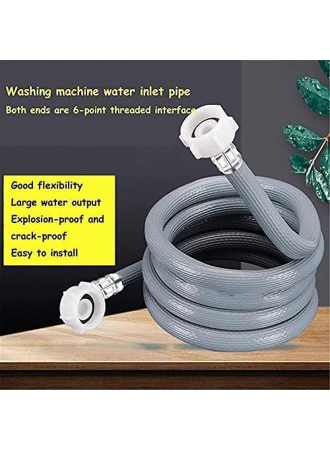 Universal 6 Point Extension Hose Explosion Proof 90 Degree Bendable Washing Machine Pipe Hose Flexible Cold Water Sink Extension Hose With 3 4 Inch Connector Gray 150Cm 1.5M  - Image 2