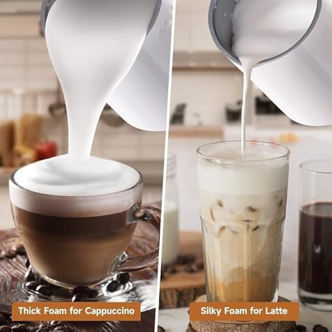 SIMPDIY Electric Milk FrotherAutomatic Milk Steamer 4 In 1 Milk Foam MakerMilk Warmer Hot And Cold Milk Function Overheat Protection For Coffee Latte Cappuccino Hot Chocolates White - Image 3