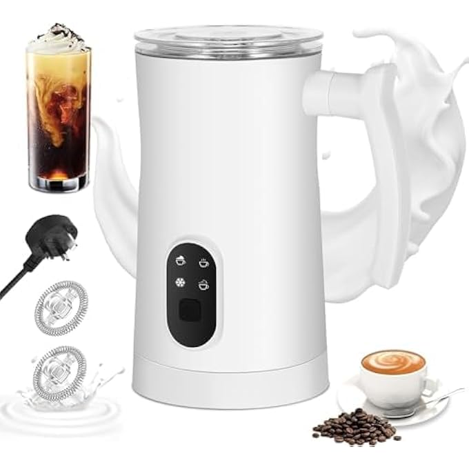 SIMPDIY Electric Milk FrotherAutomatic Milk Steamer 4 In 1 Milk Foam MakerMilk Warmer Hot And Cold Milk Function Overheat Protection For Coffee Latte Cappuccino Hot Chocolates White - Image 2