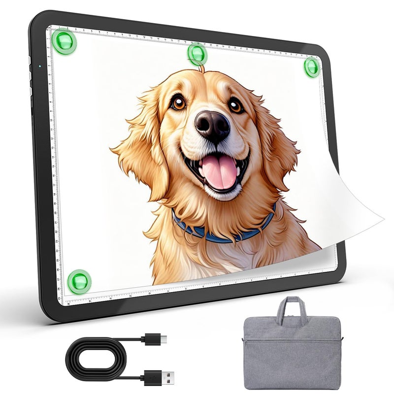 Zocelight Rechargeable A3 Light Box for tracing,Diamond Art Light Board with 4 Magnets,Wireless Light Pad for Diamond Painting,Ultra Bright Light Table for Drawing, Sketching,Animation(Black) - Image 1