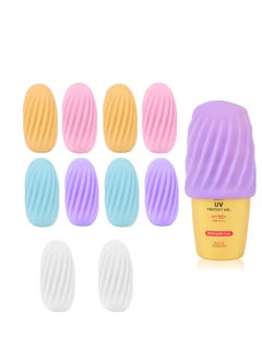 Leak Proof Sleeves for Travel Container 10 Pcs, Reusable Silicone Leak Proof for Travel Size Toiletries,  Elastic Sleeves for Cosmetics Leak Proofing, Toiletry Covers for Leak Proofing in Luggage