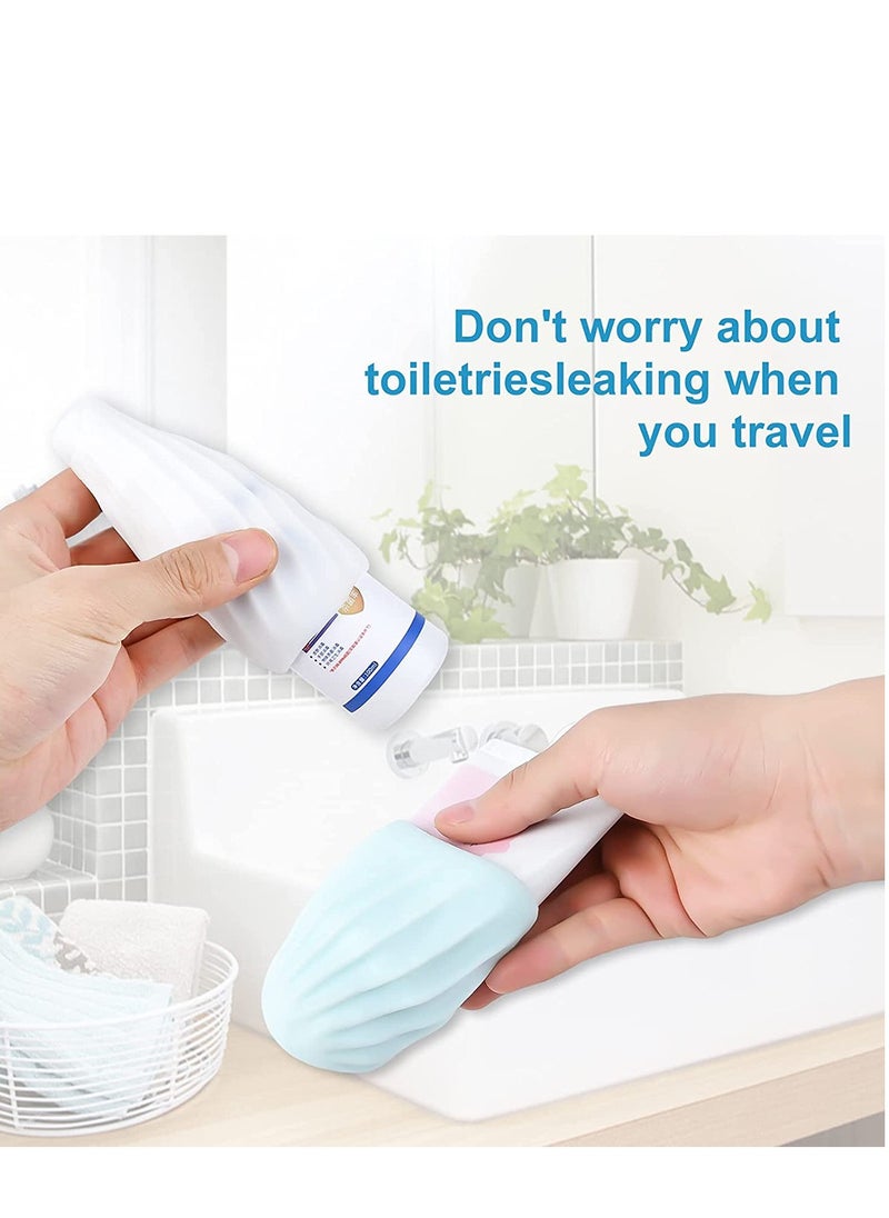 SYOSI - Leak Proof Sleeves for Travel Container 10 Pcs, Reusable Silicone Leak Proof for Travel Size Toiletries,  Elastic Sleeves for Cosmetics Leak Proofing, Toiletry Covers for Leak Proofing in Luggage - Image 1