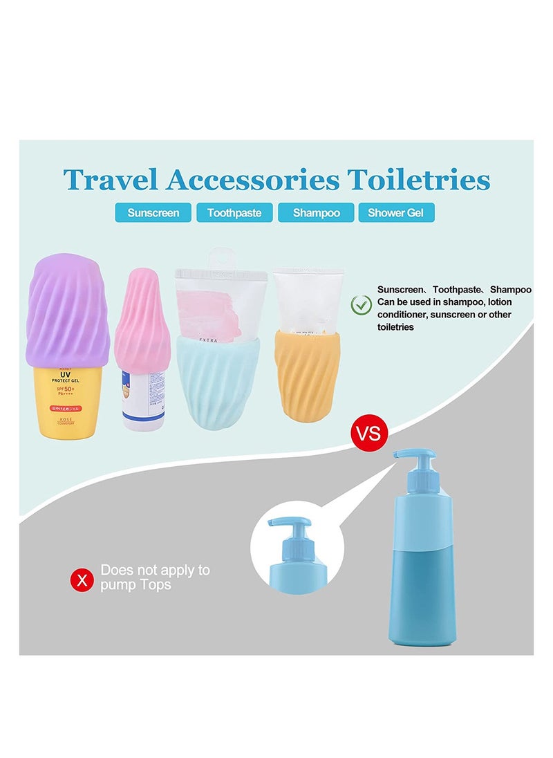 SYOSI - Leak Proof Sleeves for Travel Container 10 Pcs, Reusable Silicone Leak Proof for Travel Size Toiletries,  Elastic Sleeves for Cosmetics Leak Proofing, Toiletry Covers for Leak Proofing in Luggage - Image 1