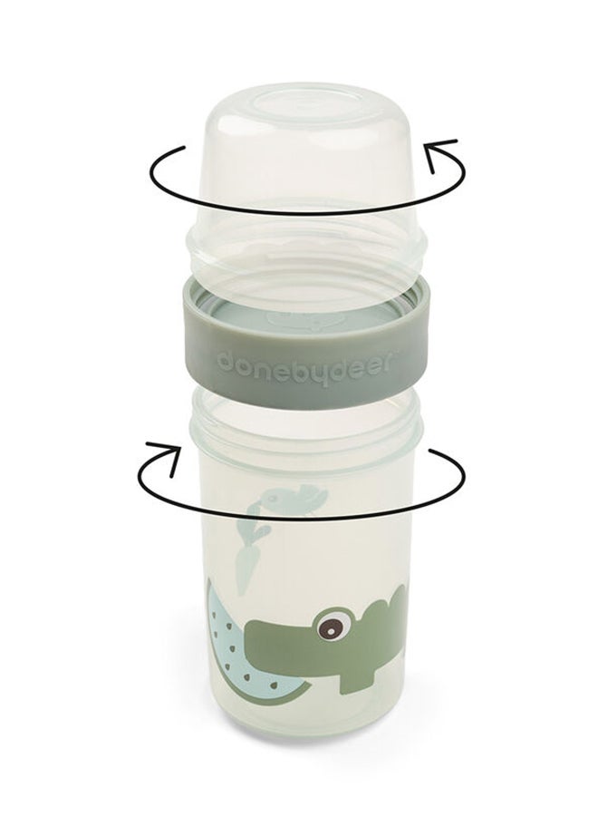 done by deer To Go 2-Way Snack Container L Croco Green - Leakproof Divider Bowl For Toddlers - Image 2