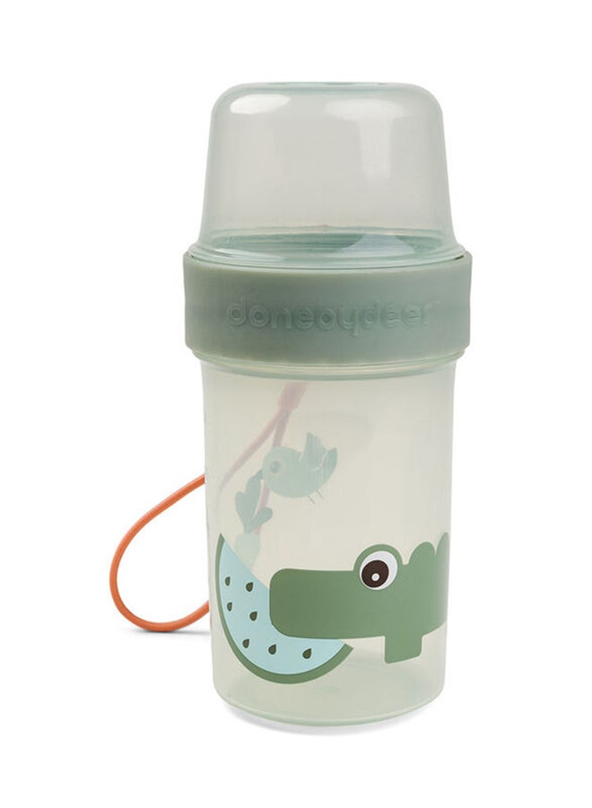 done by deer To Go 2-Way Snack Container L Croco Green - Leakproof Divider Bowl For Toddlers - Image 1