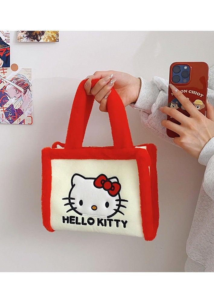 Sanrio New red and white color Hello Kitty plush handbag large capacity cartoon bag  - Image 2