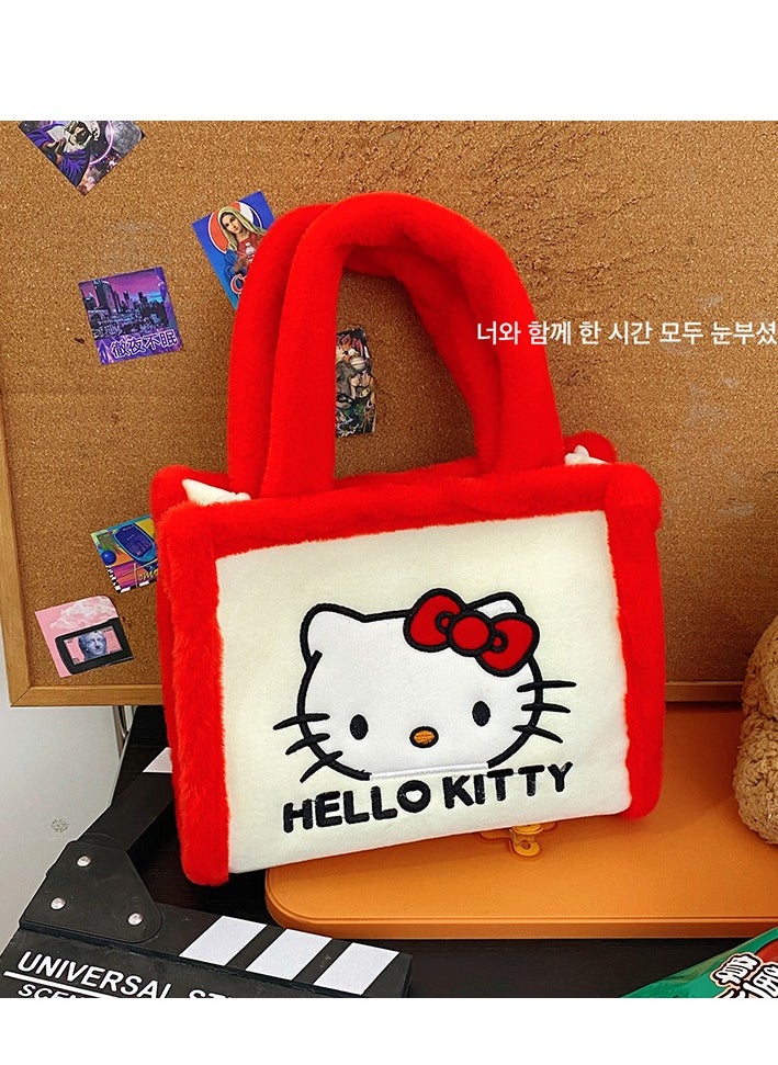 Sanrio New red and white color Hello Kitty plush handbag large capacity cartoon bag  - Image 1