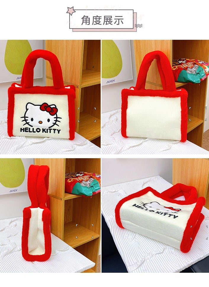 Sanrio New red and white color Hello Kitty plush handbag large capacity cartoon bag  - Image 3