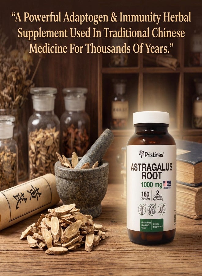 PRISTINE'S كبسولات بريستين لدعم المناعة من جذور الأستراغالوس - 1000 ملغ، تكفي لمدة 90 يومًا، عشبة مُكيّفة - صحة الشيخوخة، صحة القلب والرئتين - Image 4