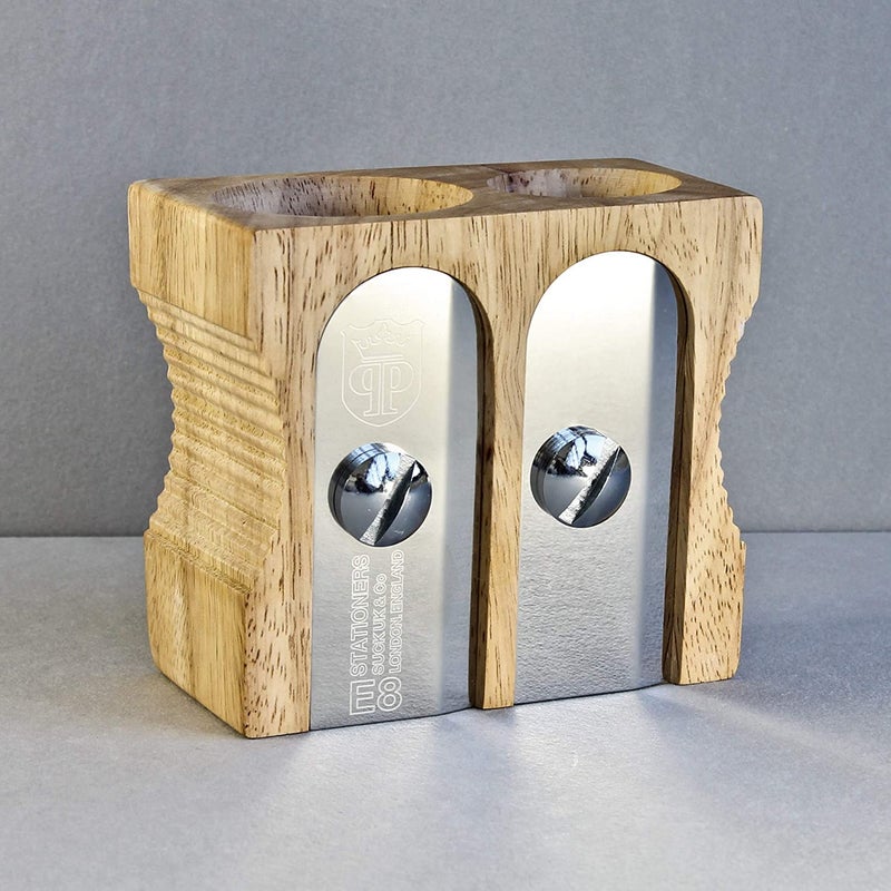 Suck UK Pen Holder - Wooden Pencil Sharpener - Stationary Organiser - Desk Tidy - Quirky Office Desk Accessories - Funny Pencil Pot - Novelty Pen Holder - Vintage Teacher Gifts For Men - Double - Image 5