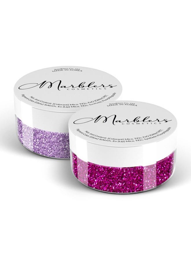 MARBLERS Cosmetic Grade Fine Glitter Duo [Hot Plum & Light Purple] 0.36oz (10g) | Non-Toxic | Vegan | Cruelty-Free | Eyeshadow, Nail Polish, Nail Art | Festival, Rave & Party Makeup | Body & Face  - Image 1