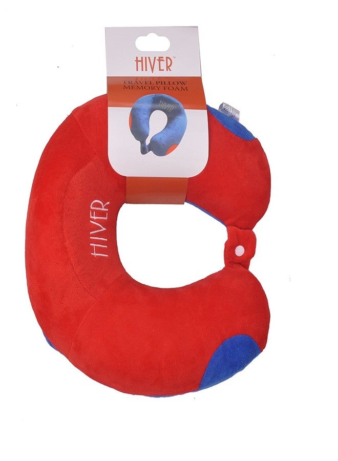 HIVER Memory Foam Neck Travel Pillow Neck Pillow with Elevated Headrest Flight Pillow (Dark Red) - Image 4