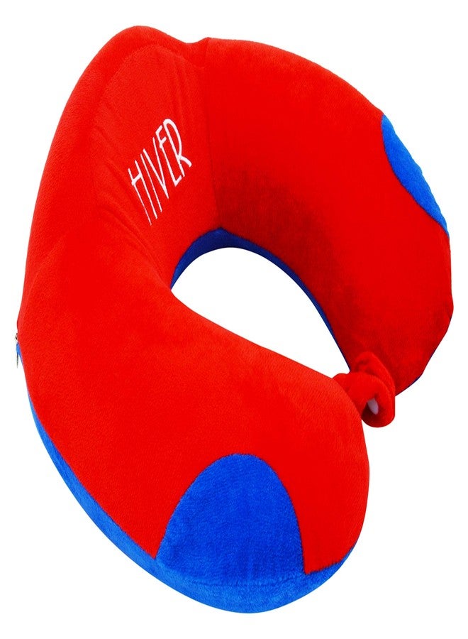 HIVER Memory Foam Neck Travel Pillow Neck Pillow with Elevated Headrest Flight Pillow (Dark Red) - Image 5