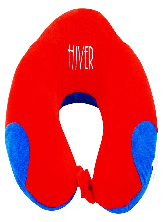 HIVER Memory Foam Neck Travel Pillow Neck Pillow with Elevated Headrest Flight Pillow (Dark Red) - Image 3