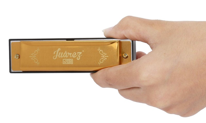 Juarez Junior JJ10HG 10 Holes Educational Harmonica Key of C Scale | Mouth Organ | Cover - Aluminum | Comb - Abs | Reed – Aluminum Gold - Image 2