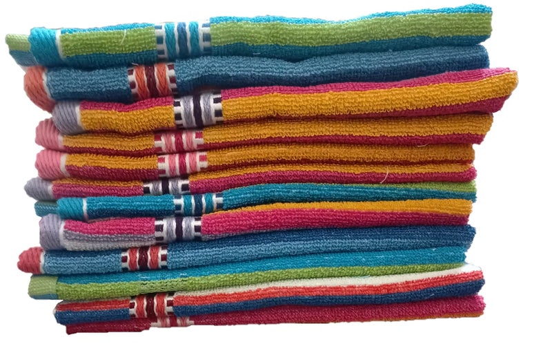 BBQSTYLE 100% Cotton Hand & Face Towels-Set of 12(Color May Different dispatched)-400 GSM - Image 1