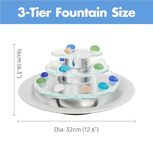 Pamopamo Indoor Tabletop Fountain 3-Tier Waterfall, Zen Meditation Fountain with LED Light, Small Desk Water Feature Soothing Sound Relaxing for Office Home Décor - Image 2