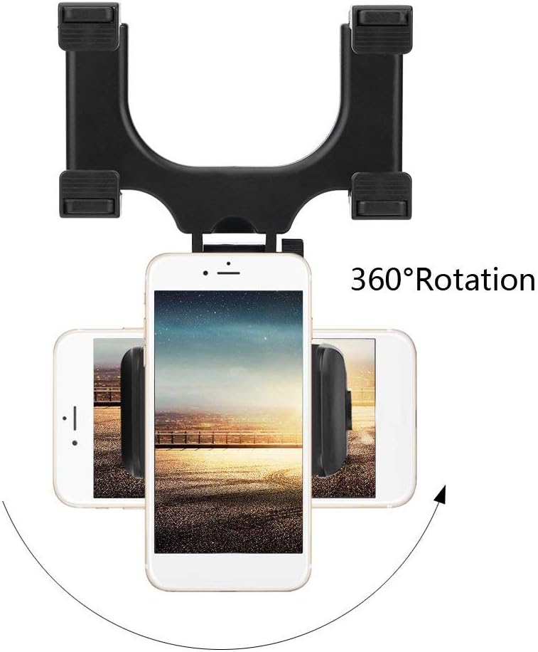 klarako Car Phone Holder, Universal Car Rear View Mirror Mount Phone Holder Stand for iPhone Samsung HTC GPS Smartphone - Image 3