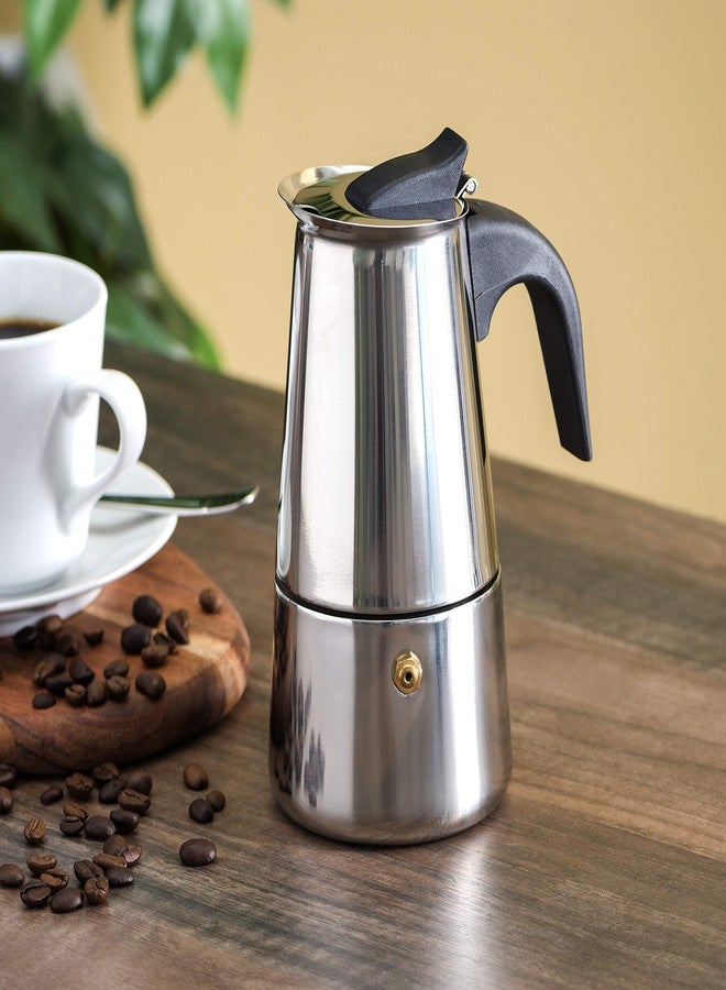 Home Basics Stainless Steel Stove Top Espresso Coffee Maker (Silver), By Home Basics | Polished Coffee Makers For Stovetop | Italian Coffee Maker Holds 4 Cups - Image 4