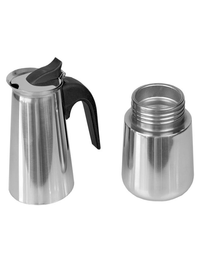 Home Basics Stainless Steel Stove Top Espresso Coffee Maker (Silver), By Home Basics | Polished Coffee Makers For Stovetop | Italian Coffee Maker Holds 4 Cups - Image 2