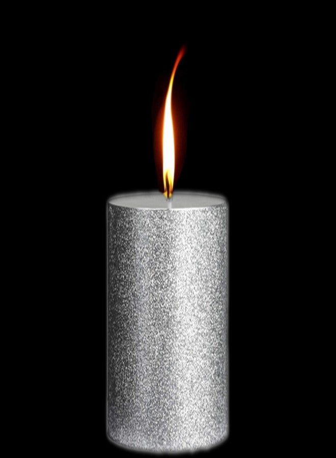 Luces Wax 3"X3" Silver Glitter Tall Pillar Candle for Decoretion pck2 - Image 3