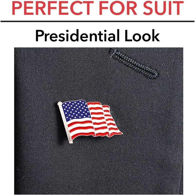 Forge Silver Plated Waving American Flag Lapel Pin Made in USA (Silver Tone) (1 Pin) - Image 4