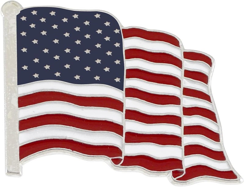 Forge Silver Plated Waving American Flag Lapel Pin Made in USA (Silver Tone) (1 Pin) - Image 1