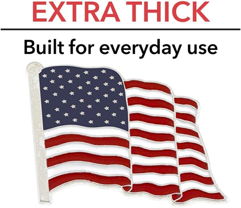 Forge Silver Plated Waving American Flag Lapel Pin Made in USA (Silver Tone) (1 Pin) - Image 2
