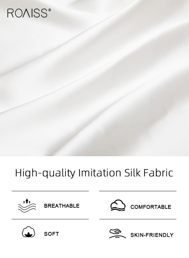 رويس طقم بيجامات نسائي كلاسيكي من الحرير الجليدي الرقيق مع حمالة صدر وبنطلون طويل، ملابس منزلية ناعمة ومريحة، لطيفة على البشرة، شبكية قابلة للتهوية، ملابس منزلية خلفية - Image 5