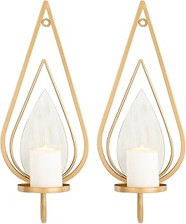 ZOOYOO Gold Raindrop Wall Sconce Candle Holders,Gold Iron Wall Candle Sconce Holders,Gold Hanging Wall Sconce Candle - Image 1