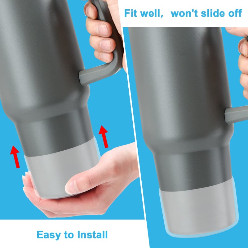 DGYJJZ 4Pack Silicone Boot for Stanley 40oz Quencher Adventure & Stanley IceFlow 30oz 20oz, Reduces Noise Scratches Protective Cup Bottom Sleeve Cover Compatible with Stanley Cup Accessories (Transparent)  - Image 4