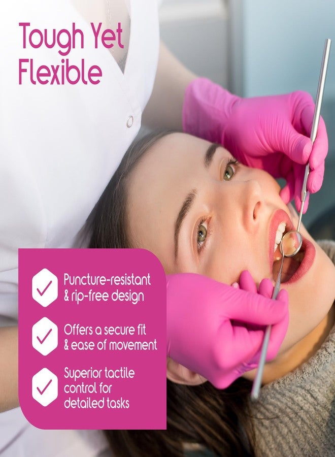 Inspire Pink Gloves Disposable Latex Free 2 Pack Value | Nitrile Pink Glove Nail Salon and Hair Dye | Esthetician Nitrile Disposable | Nitrile gloves Large - Image 4